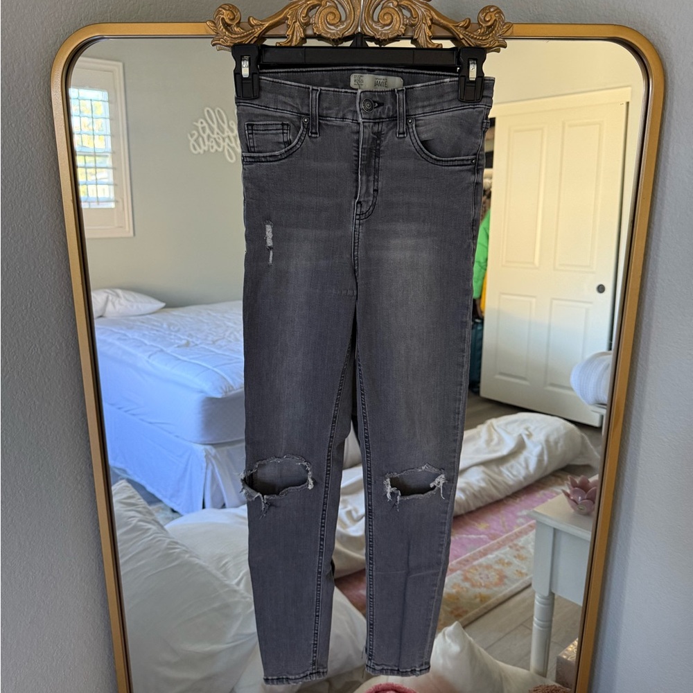 Topshop Gray Distressed Jeans